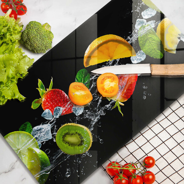 Üveg vágódeszka Gyümölcsök vízben