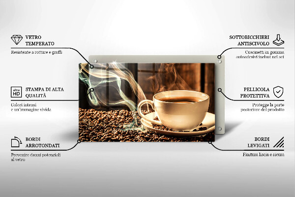 Üveg vágódeszka Csésze és kávébab