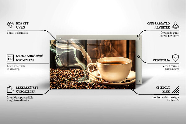 Üveg vágódeszka Csésze és kávébab