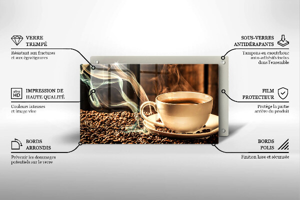 Üveg vágódeszka Csésze és kávébab