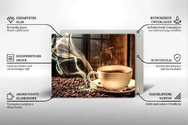 Üveg vágódeszka Csésze és kávébab