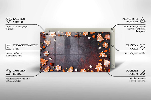 Üveg vágódeszka Mézeskalács karácsony