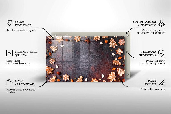 Üveg vágódeszka Mézeskalács karácsony