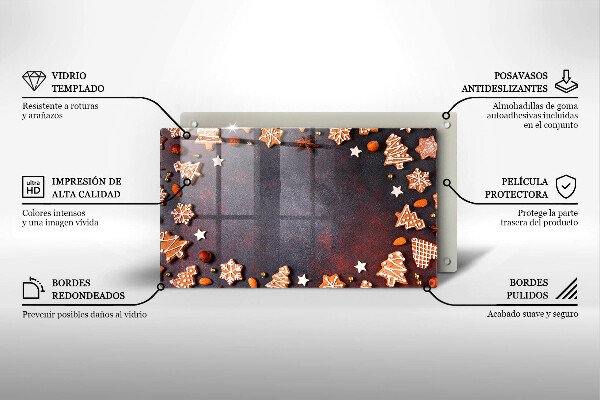 Üveg vágódeszka Mézeskalács karácsony