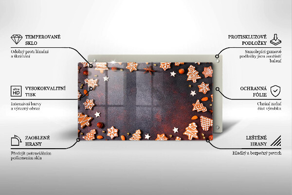 Üveg vágódeszka Mézeskalács karácsony