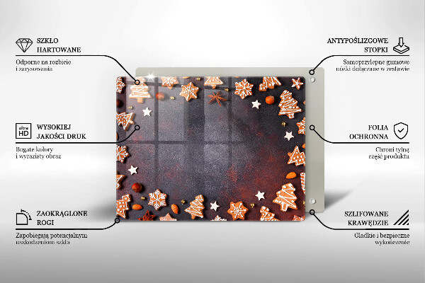 Üveg vágódeszka Mézeskalács karácsony