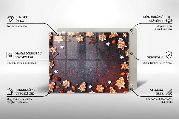 Üveg vágódeszka Mézeskalács karácsony