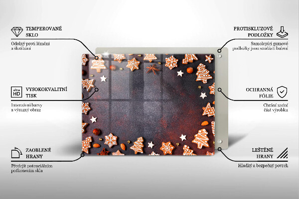 Üveg vágódeszka Mézeskalács karácsony