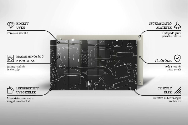 Üveg vágódeszka Rajzfilm konyhai kiegészítők