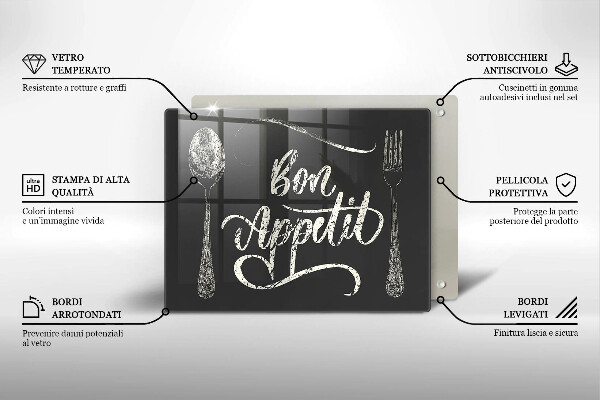 Üveg vágódeszka Bon Appetit