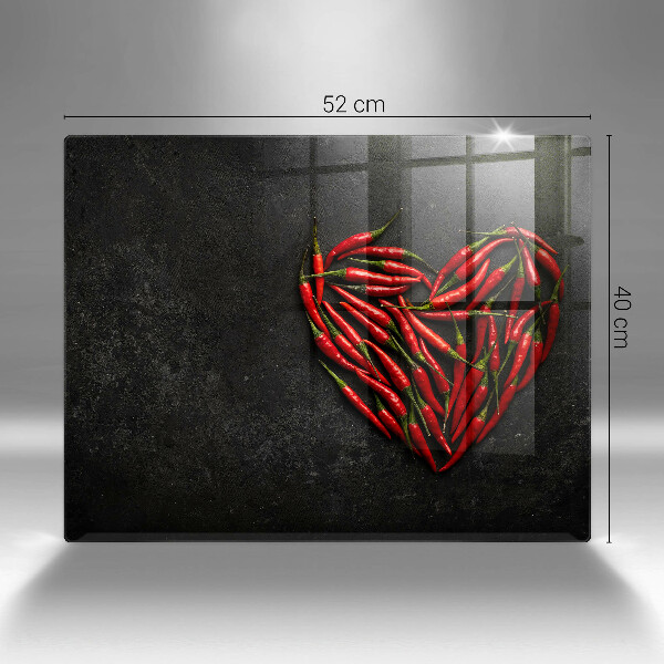Üveg vágódeszka Chili paprika szív