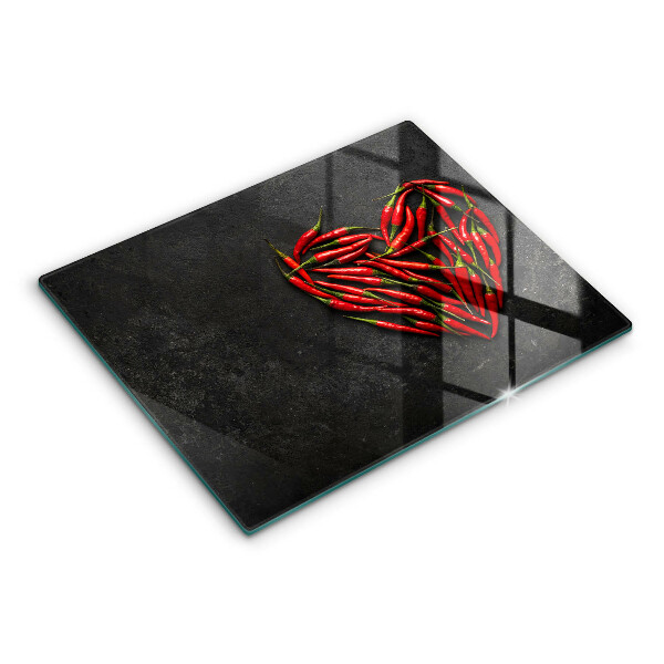 Üveg vágódeszka Chili paprika szív