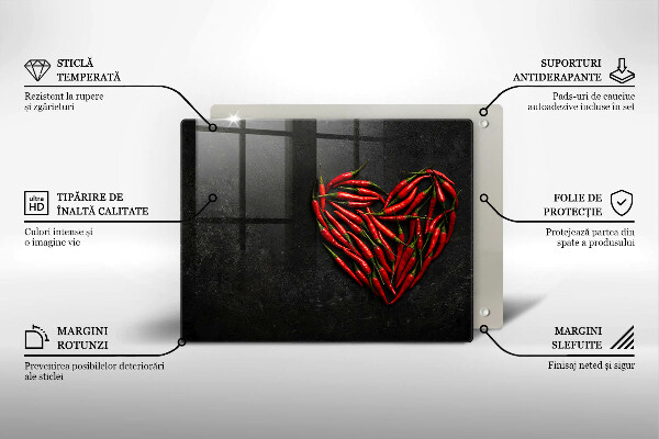 Üveg vágódeszka Chili paprika szív