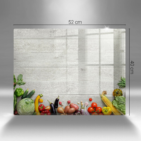 Üveg vágódeszka Zöldségek a táblákon