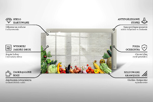 Üveg vágódeszka Zöldségek a táblákon