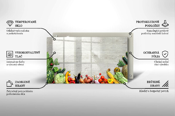 Üveg vágódeszka Zöldségek a táblákon