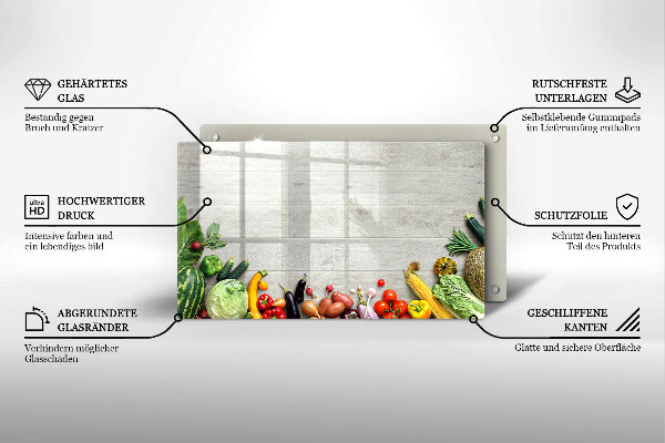 Üveg vágódeszka Zöldségek a táblákon