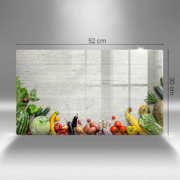 Üveg vágódeszka Zöldségek a táblákon