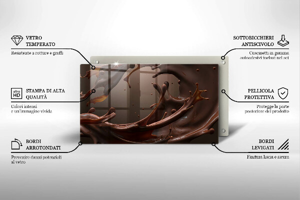 Üveg vágódeszka Folyékony csokoládé