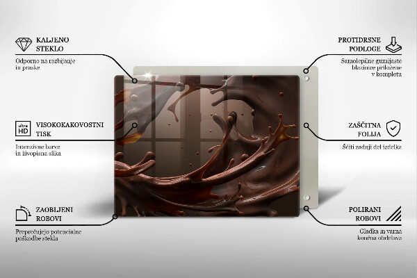 Üveg vágódeszka Folyékony csokoládé