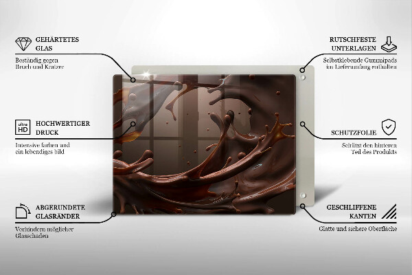 Üveg vágódeszka Folyékony csokoládé