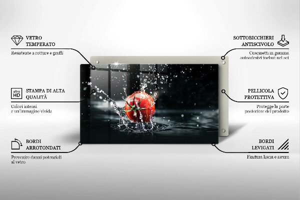 Üveg vágódeszka Paradicsom vízben