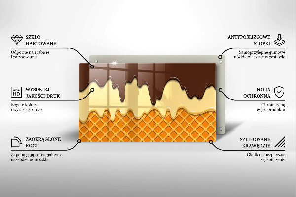 Üveg vágódeszka Fagylalt tölcsér illusztráció