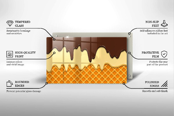 Üveg vágódeszka Fagylalt tölcsér illusztráció