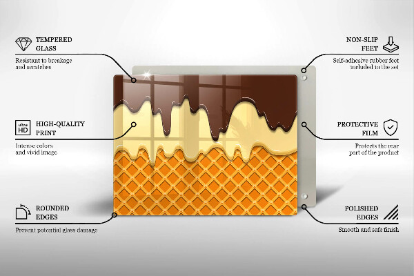Üveg vágódeszka Fagylalt tölcsér illusztráció