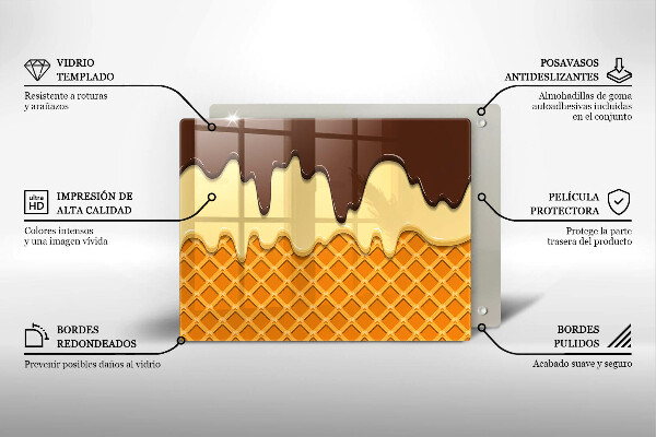 Üveg vágódeszka Fagylalt tölcsér illusztráció