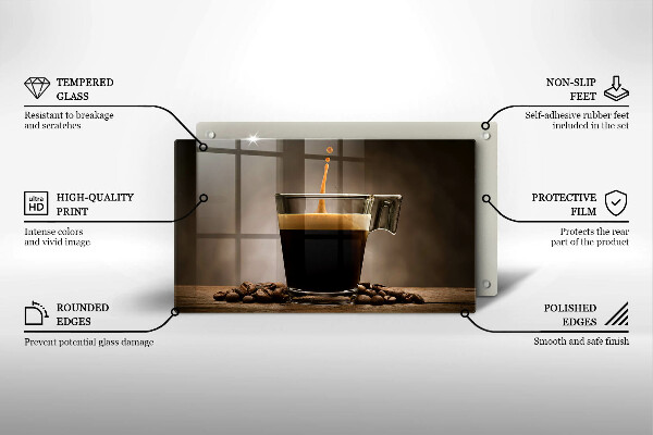 Üveg vágódeszka Üveg és kávébab