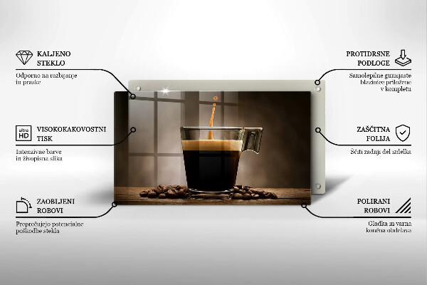 Üveg vágódeszka Üveg és kávébab