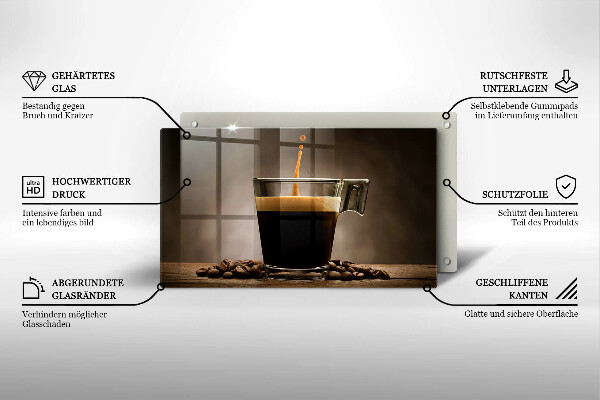 Üveg vágódeszka Üveg és kávébab