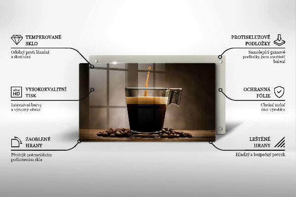 Üveg vágódeszka Üveg és kávébab