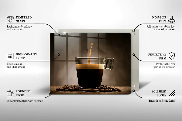 Üveg vágódeszka Üveg és kávébab