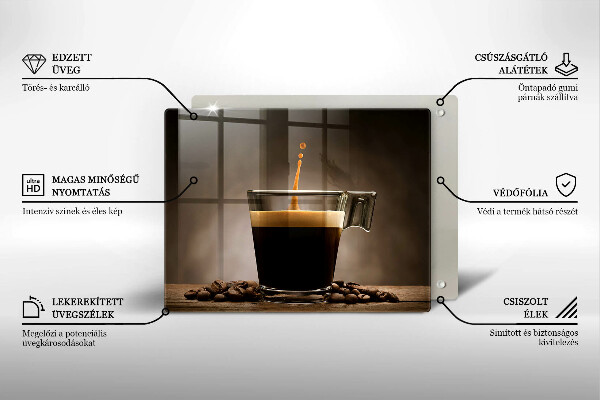 Üveg vágódeszka Üveg és kávébab