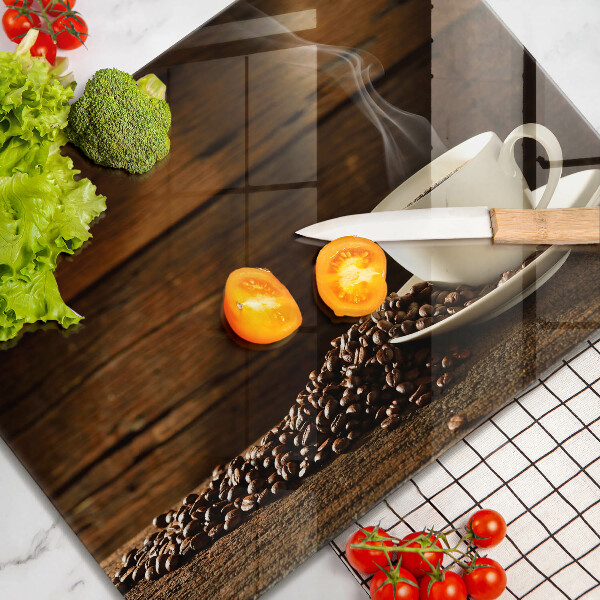 Üveg vágódeszka Fa kávéscsésze