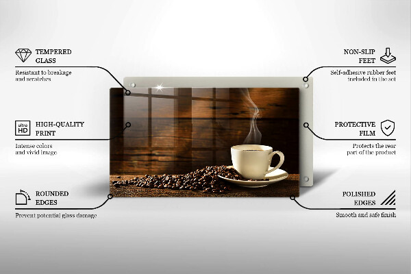 Üveg vágódeszka Fa kávéscsésze