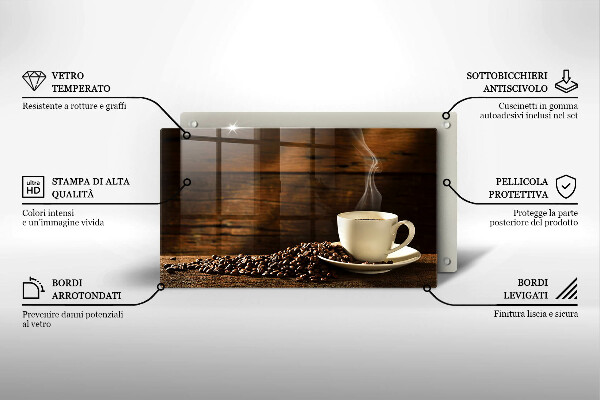 Üveg vágódeszka Fa kávéscsésze