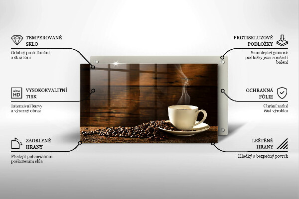 Üveg vágódeszka Fa kávéscsésze