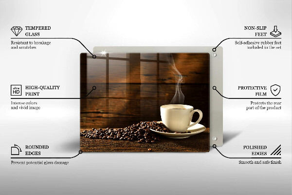 Üveg vágódeszka Fa kávéscsésze