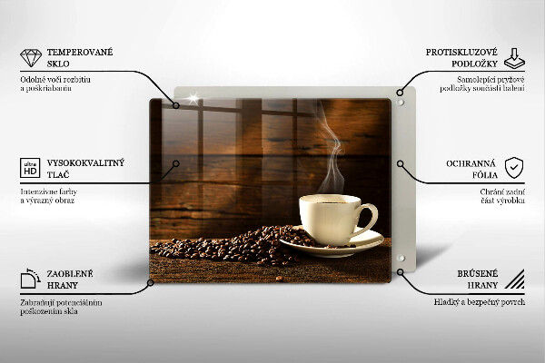 Üveg vágódeszka Fa kávéscsésze