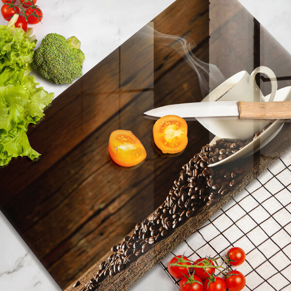 Üveg vágódeszka Fa kávéscsésze