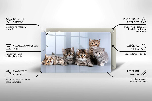 Üveg vágódeszka Édes kis cicák