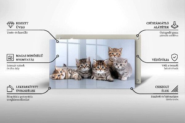 Üveg vágódeszka Édes kis cicák