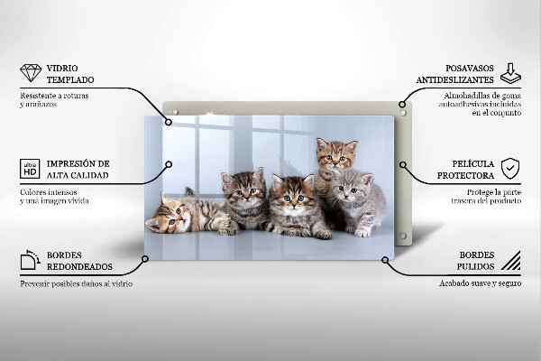 Üveg vágódeszka Édes kis cicák