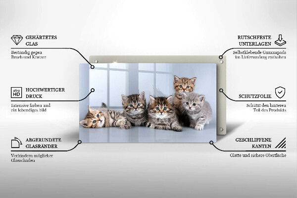 Üveg vágódeszka Édes kis cicák