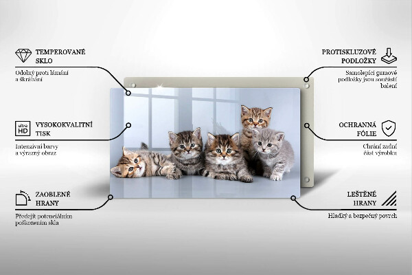 Üveg vágódeszka Édes kis cicák