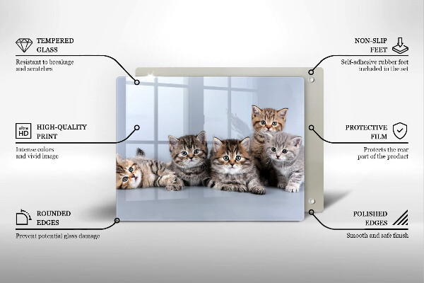 Üveg vágódeszka Édes kis cicák