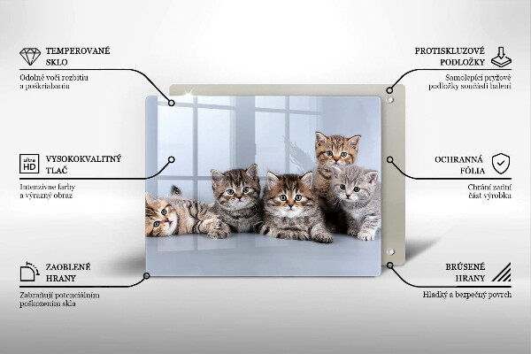 Üveg vágódeszka Édes kis cicák